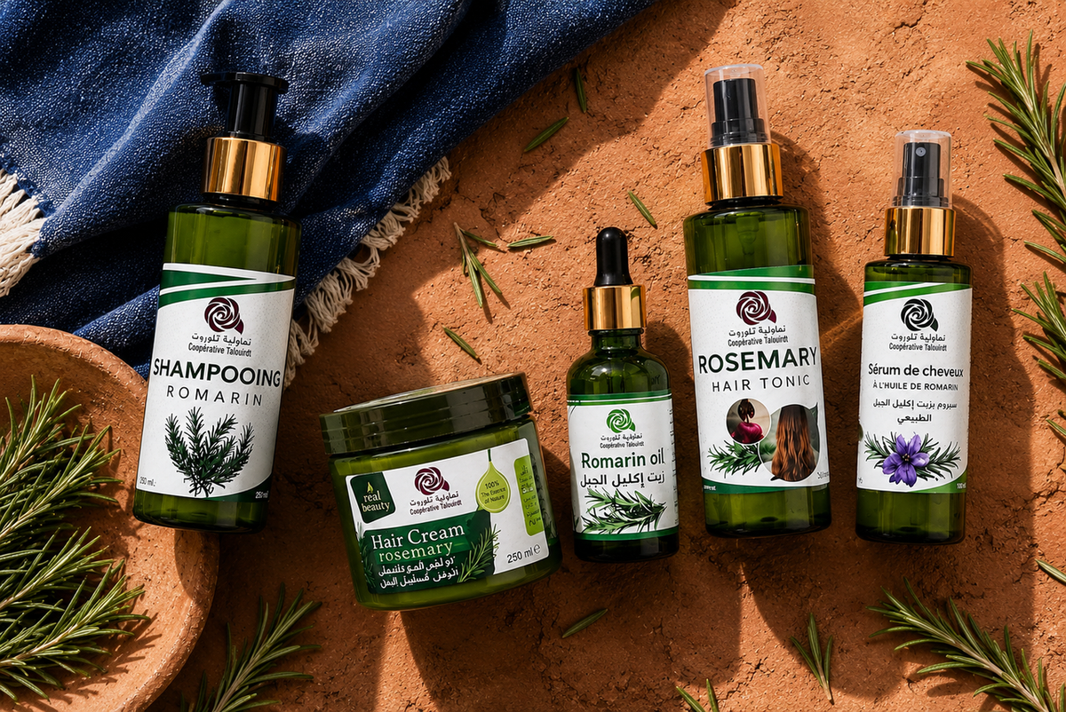 Ritual capilar marroquí completo de romero nilae - cinco productos de cuidado capilar natural